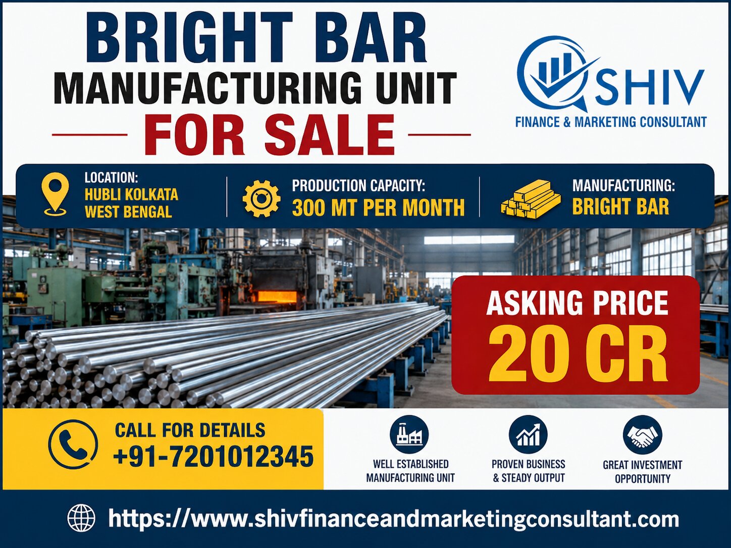 Bright Bar Manufacturing Unit for Sale – Hubli, West Bengal